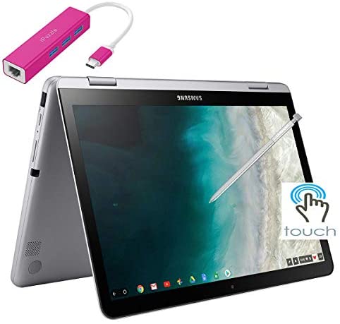 Samsung Chromebook Plus 12.2" FHD WUXGA Touchscreen 2-in-1 Laptop Computer, Intel Celeron 3965Y Processor, 4GB RAM, 64GB eMMC, 802.11AC WiFi, Light Titan, Chrome OS, Digital Pen, iPuzzle Type-C HUB 1