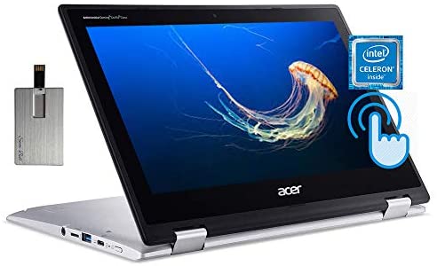 2020 Acer Chromebook Spin 311 2-in-1 11.6" HD Touchscreen Laptop Computer, Intel Celeron N4000, 4GB RAM, 64GB eMMC, Intel UHD Graphics 600, Wi-Fi, Bluetooth, USB-C, Chrome OS, Silver, 128GB USB Card 1