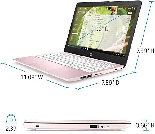 2020 HP Stream 11.6 inch Laptop Computer Intel Celeron N4020 Upto 2.8 GHz, 4GB RAM, 32GB eMMC Storage, Windows 10 Home, 13Hr Battery Life, (Rose Pink) (Renewed) 3