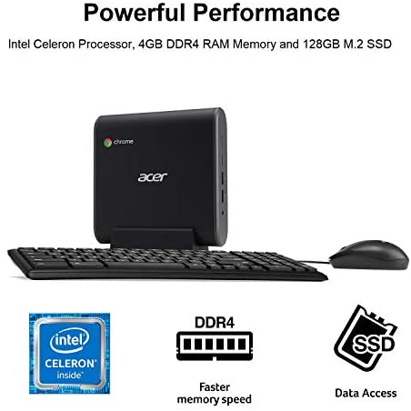 Acer Chromebox CXI3-UA91 Mini PC, Intel Celeron 3867U Processor 1.8GHz, 4GB DDR4 -Memory, 128GB M.2 SSD, 802.11ac Wi-Fi 5, USB Type-C, Chrome OS, Keyboard and -Mouse Included 4