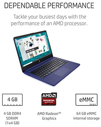 HP 14 Laptop, AMD 3020e, 4 GB RAM, 64 GB eMMC Storage, 14-inch HD Display, Windows 10 Home in S Mode, Long Battery Life, Microsoft 365, (14-fq0010nr, 2020) 3
