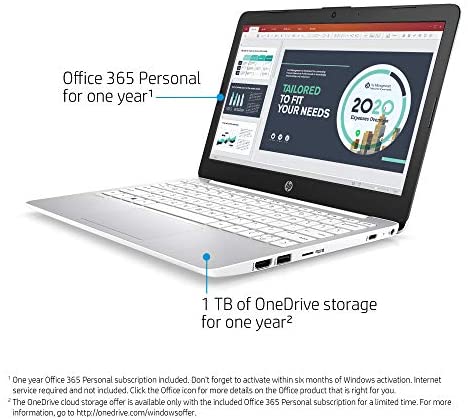 HP Stream 11.6-inch HD Laptop, Intel Celeron N4000, 4 GB RAM, 32 GB eMMC, Windows 10 Home in S Mode with Office 365 Personal for 1 Year (11-ak0020nr, Diamond White) 3