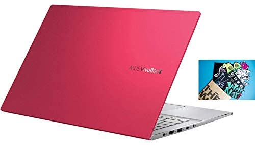 ASUS VivoBook S15 Thin and Light Laptop, 15.6” Full HD Screen, Intel Core i5-10210U Processor, 8GB RAM, 512GB SSD, Webcam, WiFi-6, Backlit KB, Fingerprint Reader, Win 10 Home, Red, KKE Stickers Bundle 1