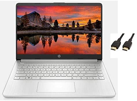 HP 2021 Premium 14" HD Touchscreen Laptop Computer, 2 Core AMD Ryzen 3-3250U 2.6GHz, 8GB RAM, 256GB SSD, No DVD, Webcam, Bluetooth, Wi-Fi, HDMI, Win 10 S, ROKC HDMI Cable 1