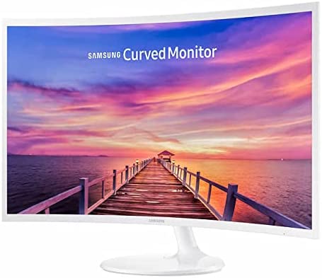 Samsung 27 inch Gaming Monitor for Business, Curved 1080p LED 60Hz Anti-Glare Display, AMD FreeSync, 4ms, 3000:1 Contrast Ratio, HDMI, VGA D-Sub, DisplayPort, White, with HDMI Cable 2