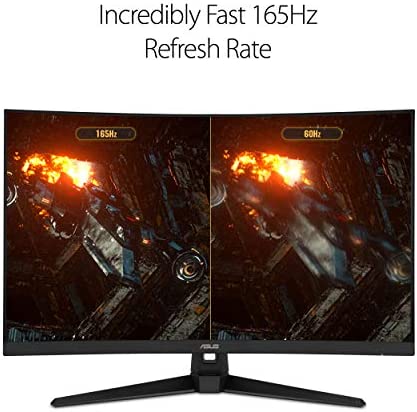 ASUS TUF Gaming 32" 1080P Curved Monitor (VG328H1B) - Full HD, 165Hz (Supports 144Hz), 1ms, Extreme Low Motion Blur, Speaker, Adaptive-Sync, FreeSync Premium, VESA Mountable, HDMI, Tilt Adjustable 3
