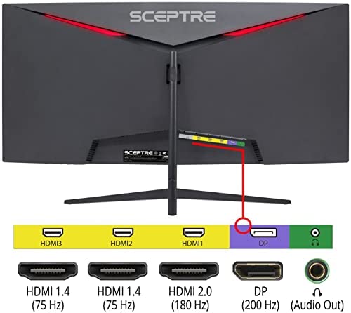 Sceptre 30-inch Curved Gaming Monitor 21:9 2560x1080 Ultra Wide Ultra Slim HDMI DisplayPort up to 200Hz Build-in Speakers, Metal Black (C305B-200UN1) 4