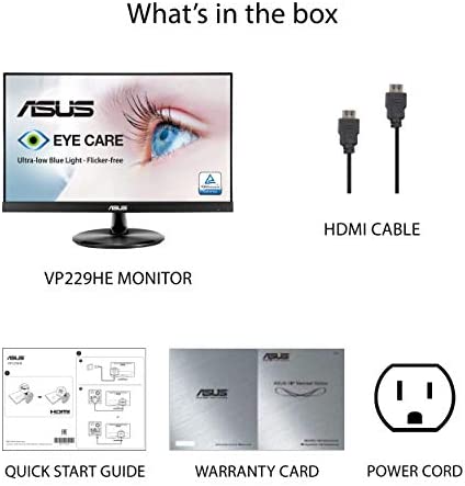 ASUS VP229HE 21.5” Monitor, 1080P Full HD, 75Hz, IPS, FreeSync/Adaptive-Sync, Eye Care, HDMI VGA, Frameless, VESA Wall Mountable, BLACK 7