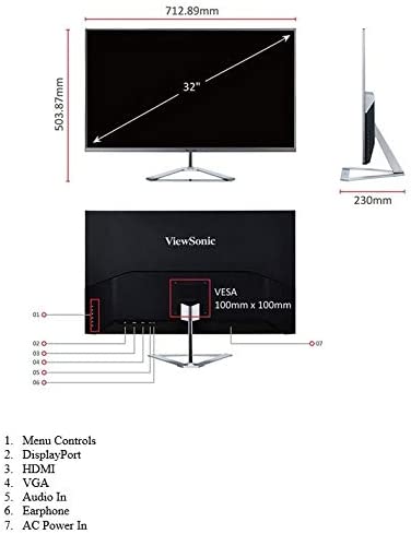 ViewSonic 32 Inch 1080p Widescreen IPS Monitor with Ultra-Thin Bezels, Screen Split Capability HDMI and DisplayPort (VX3276-MHD) 17