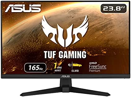 ASUS TUF Gaming 23.8” 1080P Monitor (VG247Q1A) - Full HD, 165Hz (Supports 144Hz), 1ms, Extreme Low Motion Blur, Adaptive-sync, FreeSync Premium, Shadow Boost, Speakers, Eye Care, HDMI, DisplayPort 2