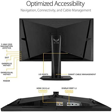 ASUS TUF Gaming 27" 2K HDR Gaming Monitor (VG27AQ) - QHD (2560 x 1440), 165Hz (Supports 144Hz), 1ms, Extreme Low Motion Blur, Speaker, G-SYNC Compatible, VESA Mountable, DisplayPort, HDMI 6