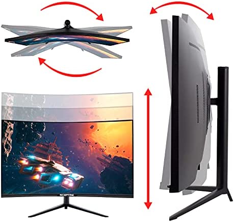 Sceptre 32" Curved 2K Gaming Monitor QHD 2560 x 1440 up to 165Hz 144Hz 1ms HDR400 400 Lux AMD FreeSync Premium, Height Adjustable DisplayPort HDMI Build-in Speakers Black 2021 (C325B-QWD168) 3