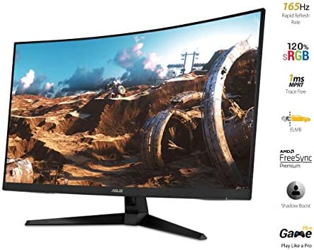 ASUS TUF Gaming 32" 1080P Curved Monitor (VG328H1B) - Full HD, 165Hz (Supports 144Hz), 1ms, Extreme Low Motion Blur, Speaker, Adaptive-Sync, FreeSync Premium, VESA Mountable, HDMI, Tilt Adjustable 2