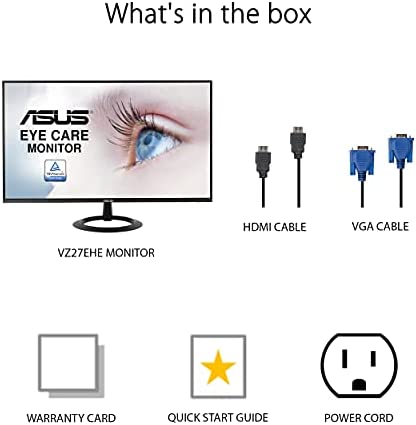 ASUS 27” 1080P Monitor (VZ27EHE) - Full HD, IPS, 75Hz, 1ms, Adaptive-Sync/FreeSync, Low Blue Light, Flicker Free, Ultra-Slim, VESA Mountable, Frameless, HDMI, VGA 8