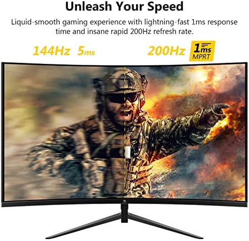 Z-Edge UG27 27-inch Curved Gaming Monitor 16:9 1920x1080 200/144Hz 1ms Frameless LED Gaming Monitor, AMD Freesync Premium Display Port HDMI Build-in Speakers 2