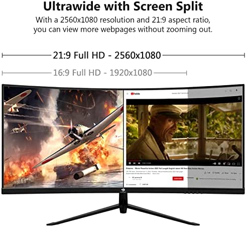 Z-Edge 30-inch Curved Gaming Monitor, 200Hz Refresh Rate, 21:9 2560x1080 Ultra Wide, Curved Monitor, R1500 Curvature, MPRT 1ms FPS-RTS 3