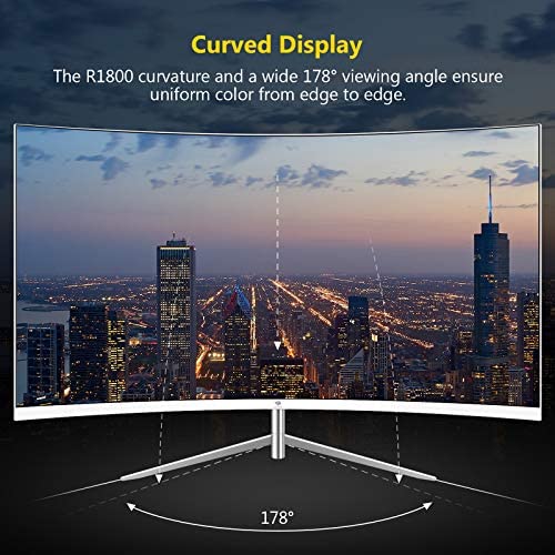 Z-Edge 27-inch Curved Gaming Monitor, Full HD 1080P 1920x1080 LED Backlight Monitor, with 75Hz Refresh Rate and Eye-Care Technology, 178° Wide View Angle, Built-in Speakers, VGA+HDMI 3