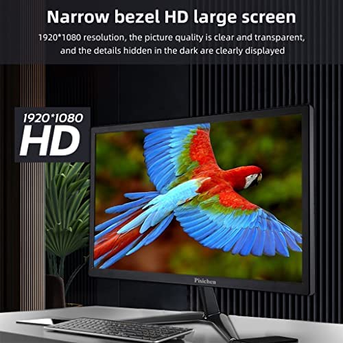 Computer Monitor, Pisichen 22 Inch PC Monitor HD 1920x1080, Monitor with HDMI & VGA Interface, 5ms, 75Hz, Brightness 250 cd/m², Computer Screen for Laptop/PS3/PS4, Built-in Speakers 5