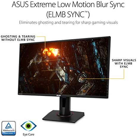 ASUS TUF Gaming 27" 2K HDR Gaming Monitor (VG27AQ) - QHD (2560 x 1440), 165Hz (Supports 144Hz), 1ms, Extreme Low Motion Blur, Speaker, G-SYNC Compatible, VESA Mountable, DisplayPort, HDMI 3
