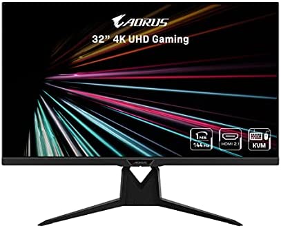 AORUS FI32U 32" 4K SS IPS Gaming Monitor, Exclusive Built-in ANC, 3840x2160 Display, 144 Hz Refresh Rate, 1ms Response Time (GTG), 1x Display Port 1.4, 2X HDMI 2.1, 2X USB 3.0, with USB Type-C 1