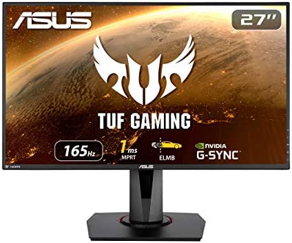 ASUS TUF Gaming 27” 1080P Monitor (VG279QR) - Full HD, IPS, 165Hz (Supports 144Hz), 1ms, Extreme Low Motion Blur, G-SYNC Compatible, Shadow Boost, VESA Mountable, DisplayPort, HDMI, Height Adjustable 1