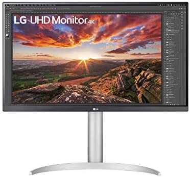 LG 27UP850-W Monitor 27” UHD (3840 x 2160) IPS Display, VESA DisplayHDR 400, DCI-P3 95% Color Gamut, USB-C,3-Side Virtually Borderless Display, Height/Pivot/Tilt Adjustable Stand - Silver 1