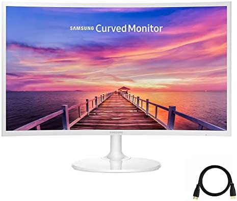 Samsung Monitor for Business Gaming, 27" FHD Curved Widescreen LED Slim Bezel Anti-Glare, AMD FreeSync, 4ms Response Time, 60Hz Refresh Rate, Ultra-Slim, HDMI, DisplayPort, HDMI Cable 1