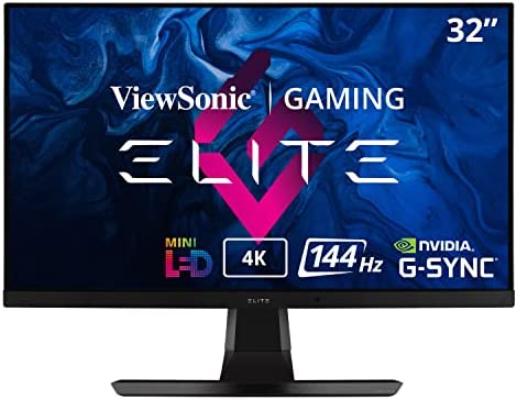 ViewSonic Elite XG321UG 32 Inch 4K IPS 144Hz Gaming Monitor with G-Sync, Mini LED, Nvidia Reflex, HDR1400, Advanced Ergonomics, HDMI and DP for Esports 1