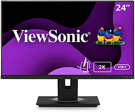 ViewSonic VG2455-2K 24 Inch IPS 1440p Monitor with USB 3.1 Type C HDMI DisplayPort and 40 Degree Tilt Ergonomics for Home and Office,Black 1