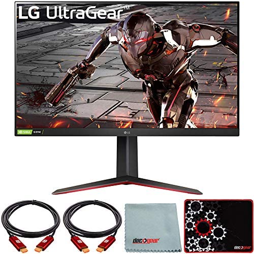 LG 32GN550-B 32 inch Ultragear FHD 165Hz HDR10 Monitor with G-SYNC Bundle with Deco Gear HDMI Cable 2 Pack + Gamer Surface Mousepad + Screen Cloth 1