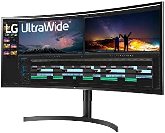 LG 38” QHD+ IPS Curved UltraWide Monitor (3840x1600) with HDR10, Dynamic Active Sync, Black Stabilizer, Flicker Safe, Reader Mode, Onscreen Control & Ergonomic Design (38BN75C-B) (Renewed) 2