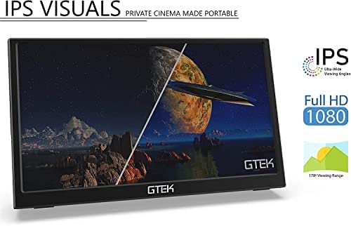 Portable Monitor - GTEK 15.8 Inch IPS Full HD 1920 x 1080P Screen with Speaker, Second Dual Computer Display, Wider Than 15.6 Inch, External Travel Monitor for MacBook Laptop PC, Includes Smart Cover 3