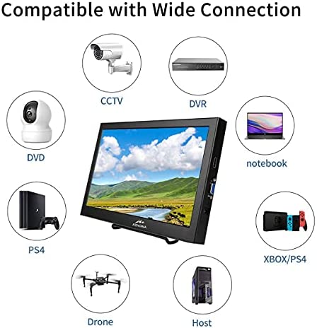 13.3 inch Portable Monitor,KENOWA PC 16:9 Display with HDMI VGA External Screen for Computer/Laptop/Raspberry pi / PS3/PS4 Xbox,Aluminum Housing,HD Resolution 1366x768 60HZ 4