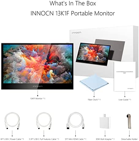 Portable Monitor - INNOCN 13.3" OLED Full HD 1080P 100% DCI-P3 1MS 100000:1 USB Computer Monitor Mini HDMI Travel Monitor Photo Video Editing Second Monitor for Laptop MacBook Friendly PC Console 8
