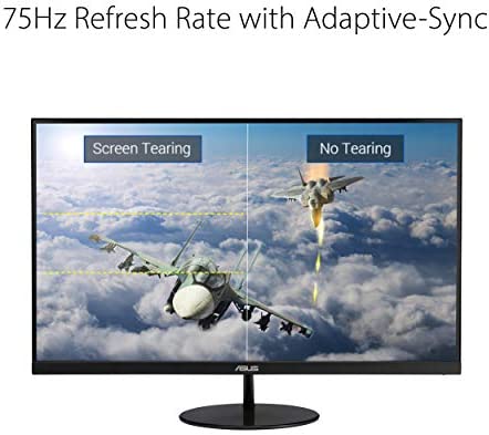 ASUS VL249HE 23.8” Eye Care Monitor, 1080P Full HD, 75Hz, IPS, Adaptive-Sync/FreeSync, Eye Care, HDMI VGA, Frameless Slim Design, VESA Wall Mountable 5