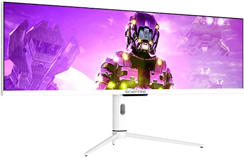 Sceptre IPS 43.8 inch UltraWide 32:9 LED Monitor 3840x1080 up to 120Hz DisplayPort HDMI USB Type-C HDR600 AMD FreeSync Premium Build-in Speakers and Remote, Nebula White (E448B-FSN168) 2