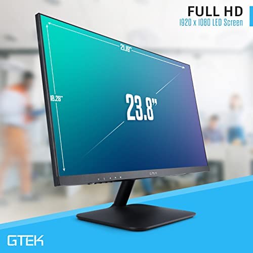 GTEK 24 Inch 75Hz Frameless Computer Monitor, FHD 1080p LED Display, LCD Screen, HDMI VGA, Refresh Rate, VESA Mountable - F2407V 4