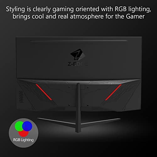 Z-Edge 32-inch Curved Gaming Monitor 16:9 1920x1080 180Hz 1ms Frameless LED Gaming Monitor, AMD Freesync Premium Display Port HDMI Build-in Speakers 5