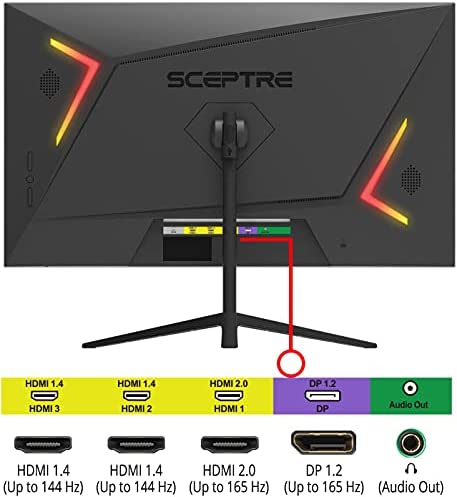 New Sceptre 25" 165Hz 144Hz 1ms Gaming LED Monitor 2X HDMI 1x DP (DisplayPort), Machine Black 2021 (E255B Series) 3