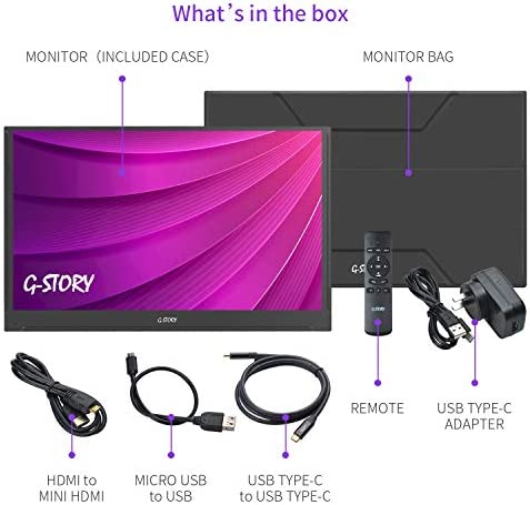 G-STORY 17.3 Inch Portable Monitor, Upgraded 165Hz 144Hz 1080P FHD Eye Care HDR 1ms IPS Screen USB C Gaming Monitor 99% sRGB Computer Display HDMI for Laptop PC Phone NS Xbox PS5 with Smart Cover 8