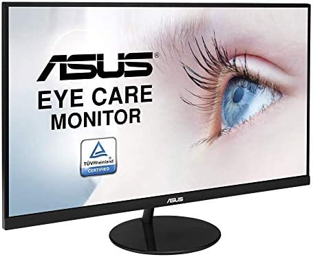 ASUS VL249HE 23.8” Eye Care Monitor, 1080P Full HD, 75Hz, IPS, Adaptive-Sync/FreeSync, Eye Care, HDMI VGA, Frameless Slim Design, VESA Wall Mountable 10