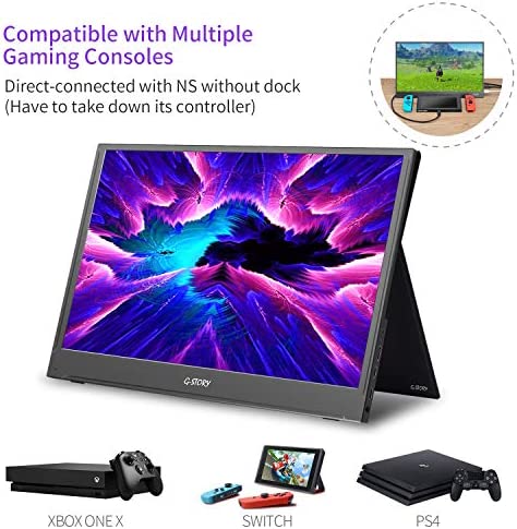 G-STORY 17.3 Inch Portable Monitor, Upgraded 165Hz 144Hz 1080P FHD Eye Care HDR 1ms IPS Screen USB C Gaming Monitor 99% sRGB Computer Display HDMI for Laptop PC Phone NS Xbox PS5 with Smart Cover 4