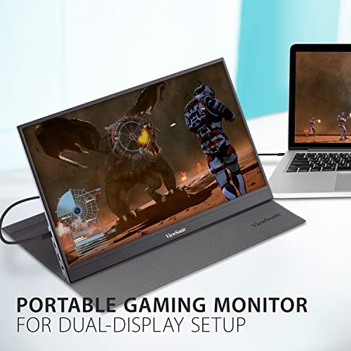 ViewSonic VX1755 17 Inch 1080p Portable IPS Gaming Monitor with 144Hz, AMD FreeSync Premium, 2 Way Powered 60W USB C, Mini HDMI, and Built in Stand with Cover for Home and Esports 2