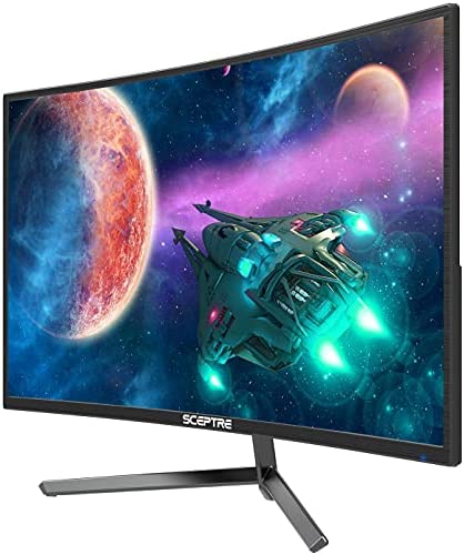 Sceptre Curved 24" Gaming Monitor 1080p up to 165Hz DisplayPort HDMI x3 99% sRGB, AMD FreeSync Build-in Speakers Machine Black 2022 (C248B-FWT168) 2