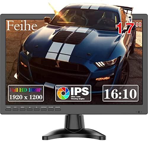 Feihe 17 Inch Full HD 1920x1200 LED Monitor with HDMI VGA Build-in Speakers, 60Hz Refresh Rate, 5ms Response Time, VESA Mounting 1