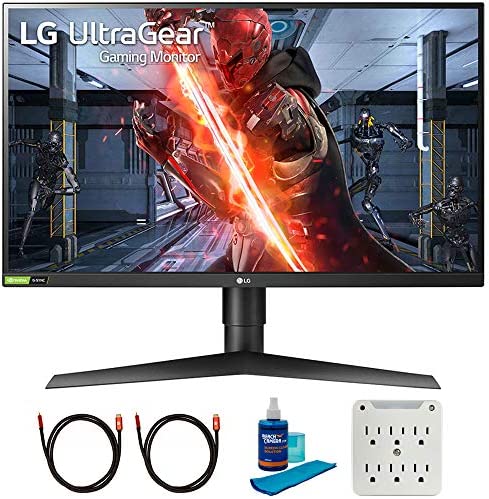 LG 27GN750-B 27 inch Ultragear FHD IPS 1ms 240Hz HDR 10 Gaming Monitor Bundle with 2X 6FT Universal 4K HDMI 2.0 Cable, Universal Screen Cleaner and 6-Outlet Surge Adapter 1