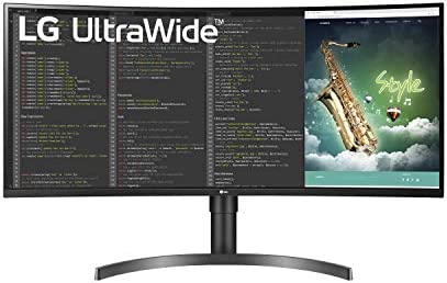 LG 35WN75C-B UltraWide Monitor 35” QHD (3440 x 1440) Curved Display, sRGB 99% Color Gamut, HDR 10, USB-Type C, AMD FreeSync, 3-Side Virtually Borderless Design - Black 1
