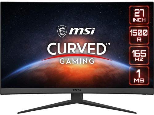 MSI Full HD Non-Glare 1ms 1920 x 1080 165Hz Refresh Rate Resolution Free Sync 27" Curved Gaming Monitor (Optix G27C6) - Black 1