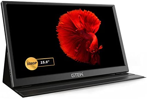 Portable Monitor - GTEK 15.8 Inch IPS Full HD 1920 x 1080P Screen with Speaker, Second Dual Computer Display, Wider Than 15.6 Inch, External Travel Monitor for MacBook Laptop PC, Includes Smart Cover 1