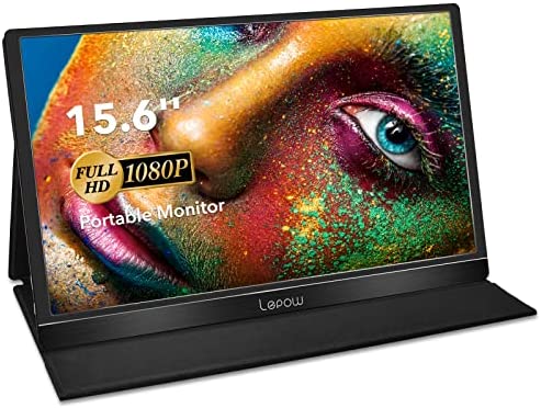 Portable Monitor - Lepow 15.6 Inch Full HD 1080P USB Type-C Computer Display IPS Eye Care Screen with HDMI Type C Speakers for Laptop PC PS4 Xbox Phone Included Smart Cover & Screen Protector Black 1